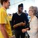 University of Michigan President Mary Sue Coleman jokes with students after a press conference to announce a $200 million donation to the University of Michigan at the Ross School of Business on Wednesday, September 4, 2013. Melanie Maxwell | AnnArbor.com